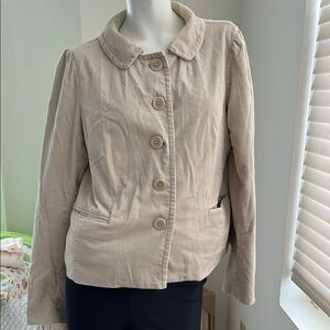 J.CREW Women's Beige Corduroy Jacket Lined Ruched Shoulder Round Collar Button12
